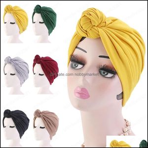 Beanie/Skl Caps Hats & Hats, Scarves Gloves Fashion Aessories India Hat Bonnet Women Stretch Cap Chemo Headscarf Muslim Knot Hair Loss Islam