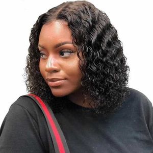 Wholesale wigs beauty resale online - Lace Wigs Beauty Queen Short Bob Wig Deep Wave Closure Wet And Wavy Peruvian Curly Front Human Hair For Black Women