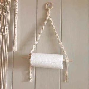 Tapestries Nordic Toilet Paper Holder Tapestry Macrame Vägg Hängande rum Inredning Badrum Dispenser