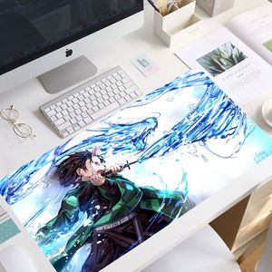 Anime Demon Slayer Mousepad HD Printe Computer Gamers Block Block Edge Mouse Pad XXL90X40CM Клавиатура ПК Desk Pad Csge Mat