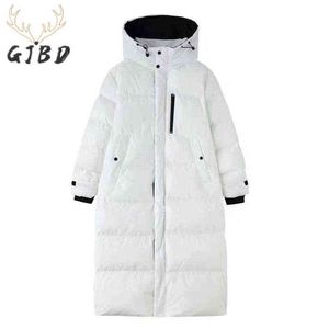 Vinter Kvinnors Down Puffer Jackor Vit Baggy Förtjockning Varm Hooded Koreansk Fashion Boutique Kläder Bubbla Bomull Padded Coats 211221