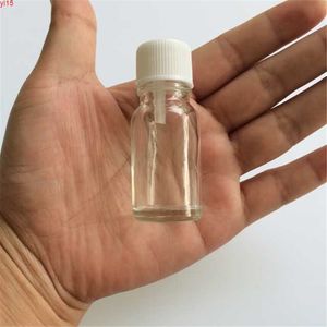 Partihandel 10ml Mini Transparenta glas Flytande Flaskor med läckagebeständig proppklar tomma parfymburkar 24pcs / Lotgood Qty