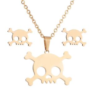 Anhänger Halsketten Frauen Halskette Set Schädel Anhänger Edelstahl Kette Geschenke Für Accessoires Gothic Hip Hop Schmuck Am Hals