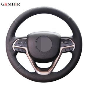 Black Hand-stitched PU Leather Black Artificial Leather Car Steering Wheel Covers Wrap for Jeep Grand Cherokee 2014 2015 2016