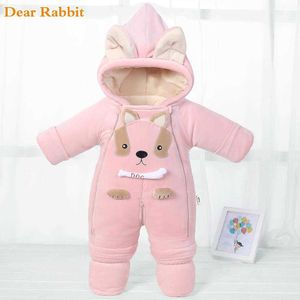 -30 degrees 2021 New born Style Rompers cold Winter warm Baby snowsuit girl Clothes Boys Jumpsuits cute Cartoon Infant Overalls H0909