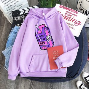 Kawaii JUICE Wrld Hoodies Thread Sweatshirt Juice Wrld Print Trap Rap Rainbow Fault Juice World Oversized Women Winter Hoodies Y0804