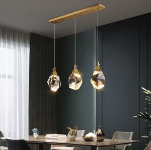 Wisiorek LED Sypialnia LED Full Mosiądz Crystal Nordic Lampa Oprawa Dekoracji Salon Wiszące 220V