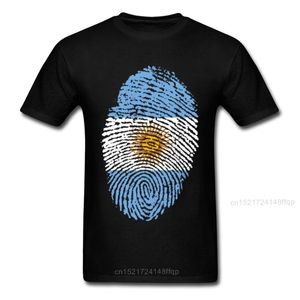 Herr T-shirts Argentina Flag Fingerprint T-tröja för man Svart Tees Vintage T Shirt Sommarkläder Kläder Grupper Student Tshirt Bomull