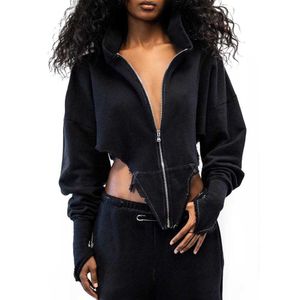 Hoodies för Teen Girls 2020 Ny Höst Hooded Långärmad Zipper Vit Streetwear Fashion Outwears Bomull Hoodies Toppar Hot X0721