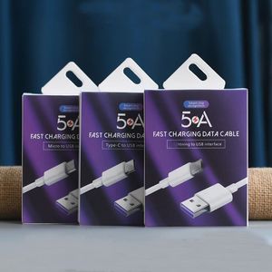 Luxuriöse violette Papierverpackung für iPhone, Samsung, Typ C, 5 A, Schnelllade-USB-Kabel, Datumsgrenze, Einzelhandelsverpackung