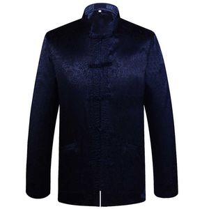 Magliette e camicette Per Il Padre 4XL Cinese Tradizionale da Uomo Collare Alla Coreana Drago Tang Suit Abbigliamento Manica Lunga Kung Fu Camicia Jaqueta X0621