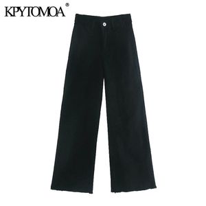 kpytomoaの女性のファッションポケット擦り切れタッセルストレートジーンズヴィンテージハイウエストジッパーフライデニム女性アンクルズボンMujer 210730