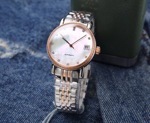 Moda Ze Stali Nierdzewnej Sapphire Rhinestone Wristwatch Kobiety Automatyczne Zegarki Mechaniczne Damska Matka Bransoletka Pearl 33mm