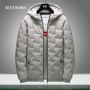 Winter Warm Men Jacket Coat Casual Stand Collar Puffer Thick Hat Parka Coats Male Hooded Down Jacket Waterproof Solid Color 211216