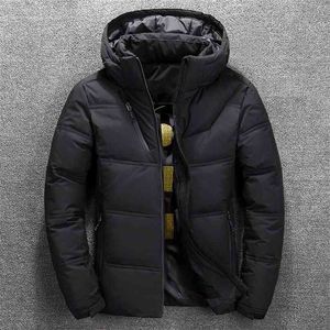 Inverno para baixo casaco masculino branco quente pato branco parkas jaqueta homens neve parka sobretudo windbreaker encapuçado 210910