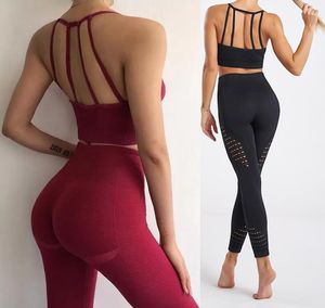 Abbigliamento da palestra da donna Abbigliamento sportivo Fitness set da yoga Tute Designer sexy reggiseno sportivo pantalone da donna Abiti da yoga Completo da allenamento 2 pezzi Push up Leggings a vita alta Set da allenamento Attivo