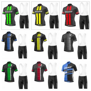 GIANT Team Cycling Pantaloncini con bretelle in jersey a maniche corte set Abbigliamento da bici traspirante da uomo estivo uniforme sportiva Y21032003