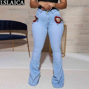 Höst Denim Kvinna Byxor Fashion Straight Jeans För Kvinnor Mönster Pocket Zipper Casual Novelty Streetwear Trousers 210520