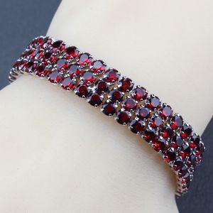 Silver 925 AAA + kvalitet Röd granat brud smycken länk kedja armband längd 19.5cm 5-färg kvinnor bröllop dekoration