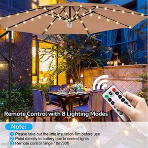 Patio Garden decoration Umbrella String Lights Brightness Modes LED AA Waterproof Battery Operated Outdoor for Patios Umbrellas Tents Warma03