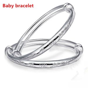 Puro 100% 999 chinês estilo étnico bebê bracelete menina menino presente criança pulseira de prata