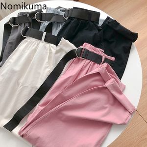 Nomikuma 여성 하렘 바지 벨트 높은 허리 여성 바지 인과 단단한 봄 여름 새로운 바지 Mujer Pantalones 6G846 210427