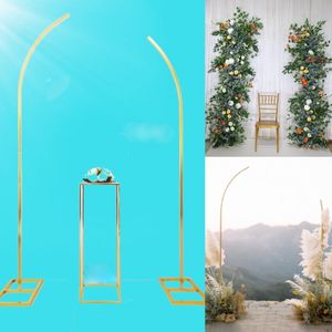 3PCS Outdoor Lawn Wedding Decoration Flower Arch Iron Frame Fabric Hanging Rack With Plinth Table Stand Cake Dessert Holder For Birthday Backdrop Stage Background