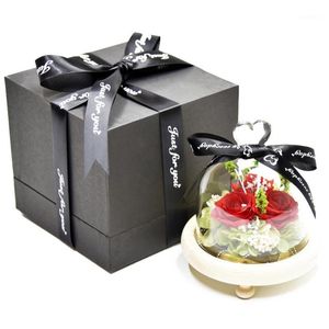 Gift Wrap Glass Cover Everlasting Rose Flower Wife for Lover Valentine s Day Christmas with Box BV789