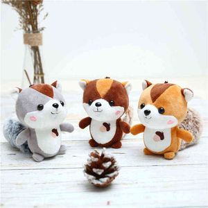 Cute Squirrel Doll Soothing White Sheep Lamb Keychain Bag Pendant Kawaii Blush Shy Lion King Plush Toy Birthday Gift Y211119