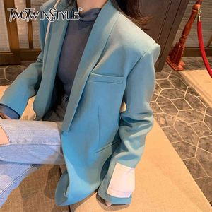 Casual Patchwork Blazer Für Frauen Kerb Langarm Tasche Koreanische Blazer Weibliche Herbst Mode Kleidung 210524