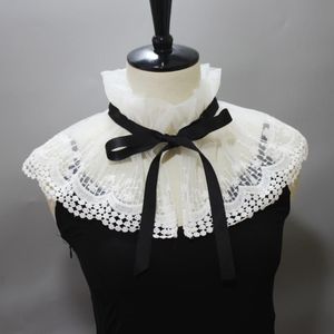 Boog banden Koreaanse stand ruches bloemen kant shirt valse kraag zomer jurk blouse nephalsvragen sjaal wrap afneembare accessoires
