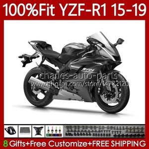 Carene OEM per YAMAHA YZF-R1 YZF R 1 1000CC YZF1000 2015 2016 2017 2018 2019 Carrozzeria 104No.101 YZF R1 1000 C 15-19 YZF-1000 YZFR1 15 16 17 18 19 Corpo grigio metallizzato ad iniezione