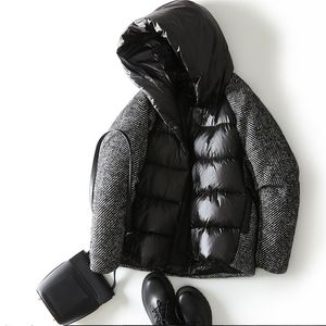 Kvinnors Down Coat Kort Anka Down Puffer Jacka Loose Winter Kvinna Parkas Snö Outwear Oversize Korta Black Coats 210819