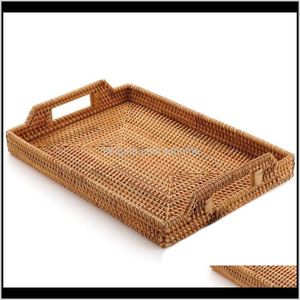 Домашняя организация Home Garderrattan Woven Storage Fruit Basket Cornde Candy Snack Plate Countory Adut Harder Atray с баром для завтрака ужин рератан