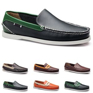 piselli in pelle scarpe casual da uomo guida suola morbida Pelle gomma nera Blu scuro scuro Nudo Verde militare Borgogna talpa Cachi Diviso tutto abbinato sneakers pigre colore23-7