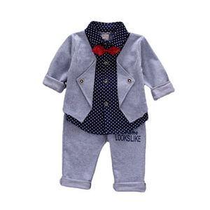 Spring Autumn Children Boys Girls Clothing Suit Kids Fashion Clothes Baby Gentleman T-shirts Pants 2Pcs Sets Toddler Tracksuit X0902