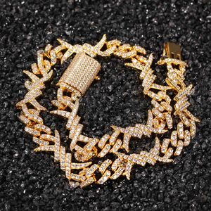 Iced ut taggtråd halsband 16inch-20inch kubik zirkoniumoxid kubansk kedja halsband hip hop smycken för män kvinnor gåvor x0509