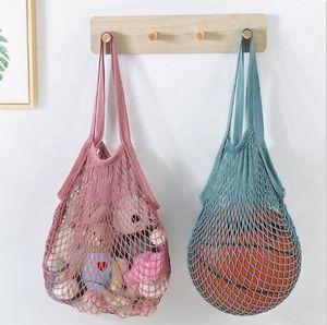 Bolsas de compras bolsas bolsas compras com bolsas de malha de malha de malha de algodão saco de barbante reutilizável bolsa de armazenamento de frutas bolsa reutilizável saco de armazenamento em casa 1108