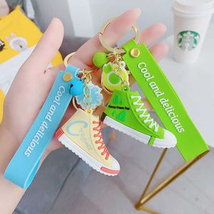 Mini Shoes Flower Keychains Bag Pendent for Woman Men Cartoong Image Silicone Key Chain Cute Sneaker Key Ring Accessories Gift G1019