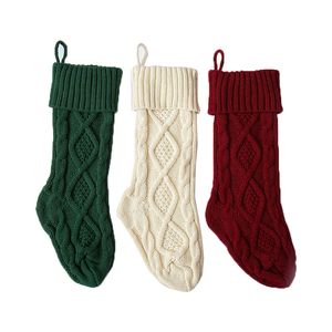 46CM/18IN bas de Noël en laine tricotée, grand bas de Noël rustique en vrac pour la décoration de la maison sacs de bonbons ensemble de chaussettes sac cadeau