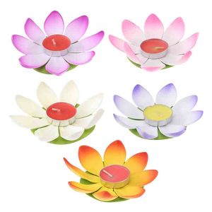 5 Pcs Creative Lotus Lamp Floating Lotus Lantern ing Water Lotus Candle Light Flower Lamp for Festival Holiday Decor Y211229