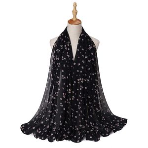 New Printed Hijabs Shawl Bubble Chiffon Design Flower Shawls Muslim Scarves Headscarf Wraps Turbans Long Scarves