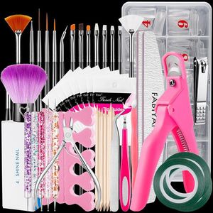 Wholesale false manicure set for sale - Group buy High Quality Half Cover False Nails Tips Acrylic Fake Nail Manicure Sets French Style Artificial Art Kits