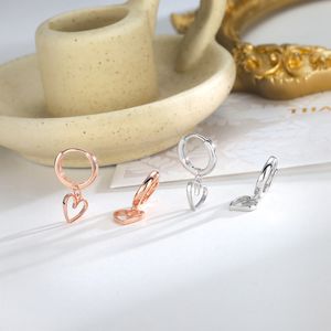 2021 semplice minimalista rosa cerchi dorati amore a forma di cuore orecchini pendenti per le donne signore piccolo mini S925 argento puro