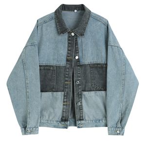 Stitching Denim Coat Women Spring Autumn Korean Loose Top Jacket Cowboy Overcoats Plus Size Streetwear 210510