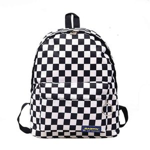 HBP Non-Brand Black and white check Q zaino da esterno in nylon per il tempo libero borsa da donna zainetto da studente sport.0018