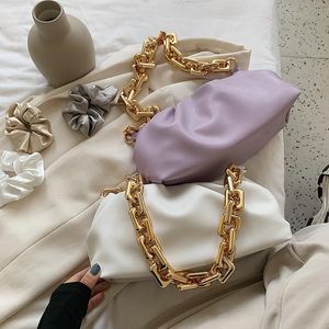Guldkedjep￥sar f￶r kvinnor 2021 Summer PU Leather Crossbody Luxuury Elegant Shoulder Handbags