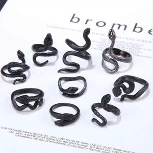 Designer Ring Vintage Double Head Snake Rings Gothic personality Men's Women Opening Design Resizable Punk Hip Hop Rings Jewelry Rap Rock Culture Animals Shape Gifts