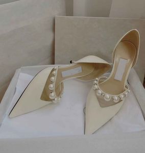 Элегантные свадебные свадебные одежды обувь Aurelie Sandals Lady Pearls ремень роскошные бренды острые носки высокие каблуки женские сексуальные ходьбы летние сандалии