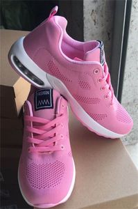 Designer kvinnor sneakers rosa luftkudde yta skor andningsbar sport tränare högkvalitativa spets-up mesh tränare utomhus löpare sko 035